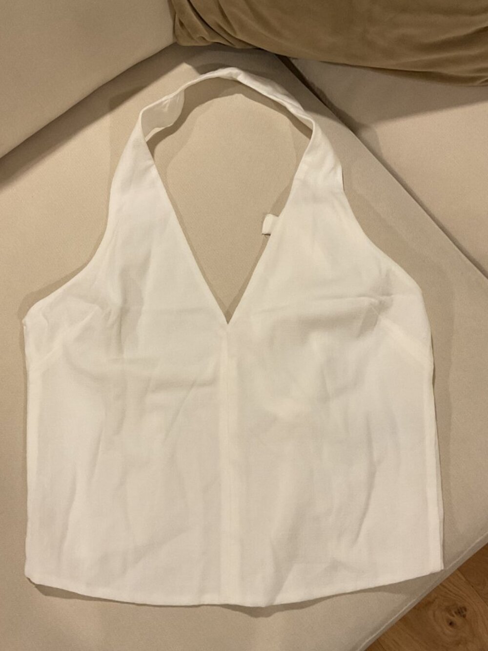 Zara White Halter Neck Tie Back Top
